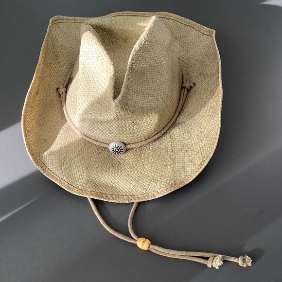 Scala Natural Straw Hat w/ Chin Strap Wired OS Western Outdoor Vacation Casual main image 8